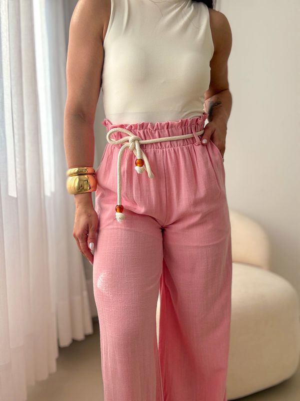 Pantalona Linho Carol Rosa