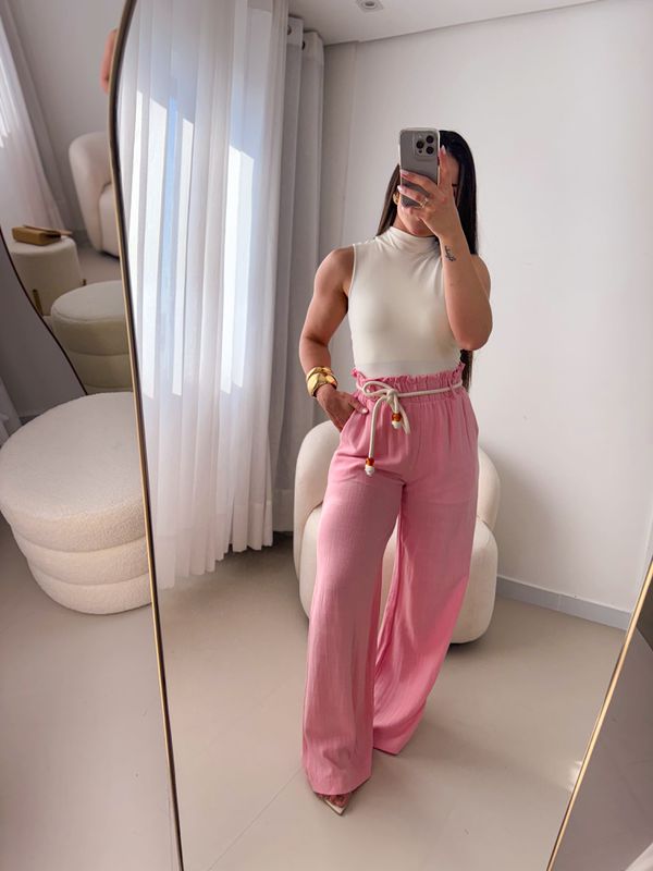 Pantalona Linho Carol Rosa