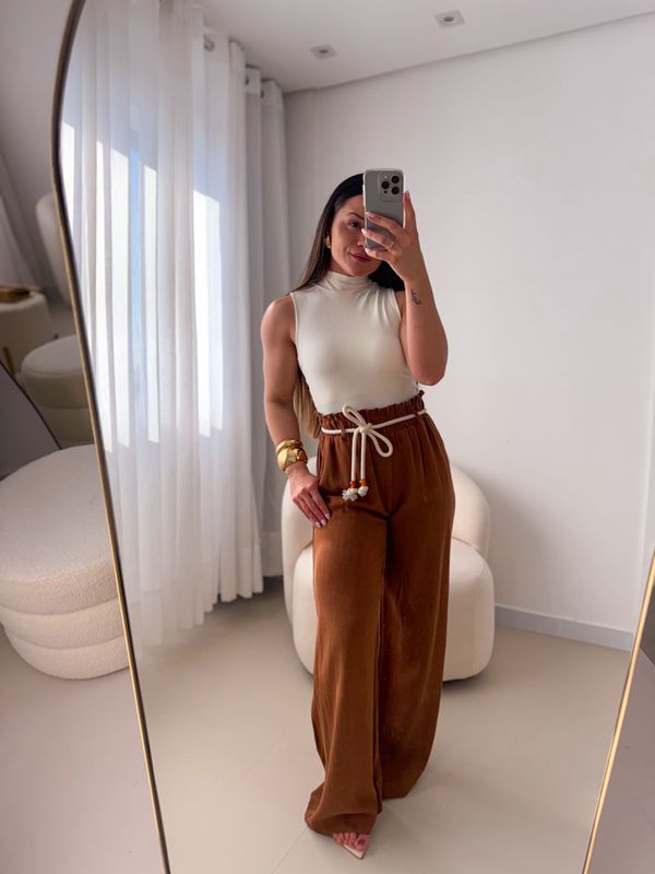 Pantalona Linho Carol Marrom