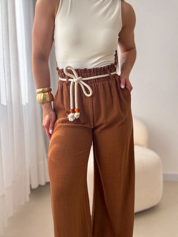 Pantalona Linho Carol Marrom