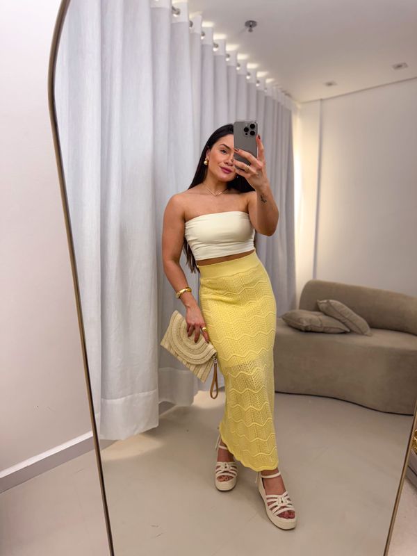 Saia modal Sara Amarelo Manteiga