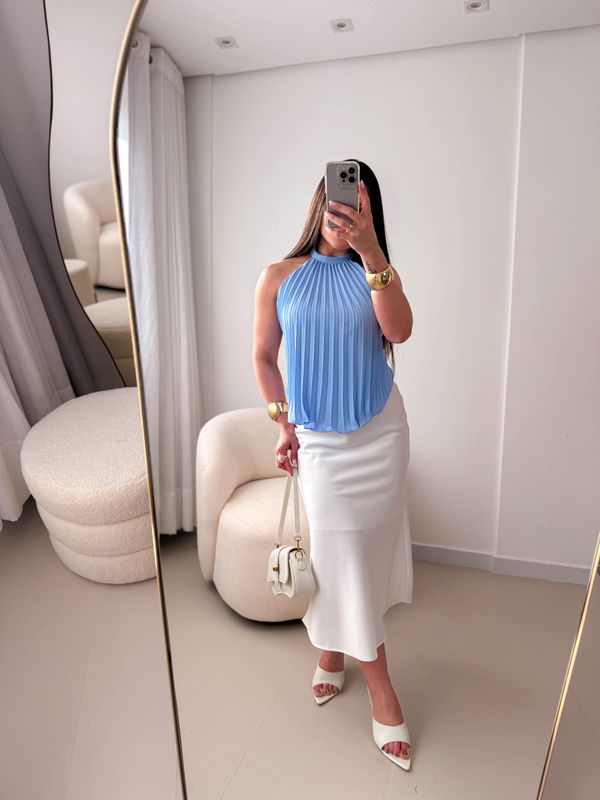 Blusa Plissada Sol Azul