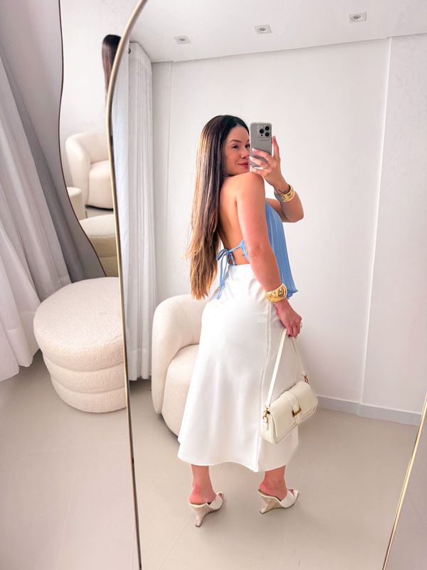 Blusa Plissada Sol Azul