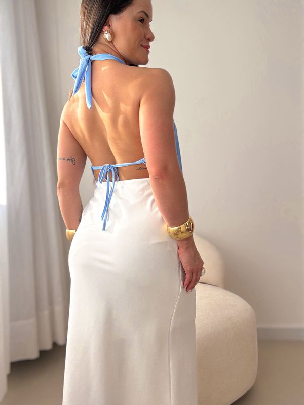 Blusa Plissada Sol Azul