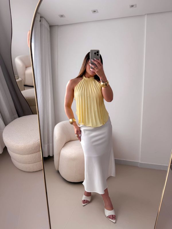 Blusa Plissada Sol Amarelo