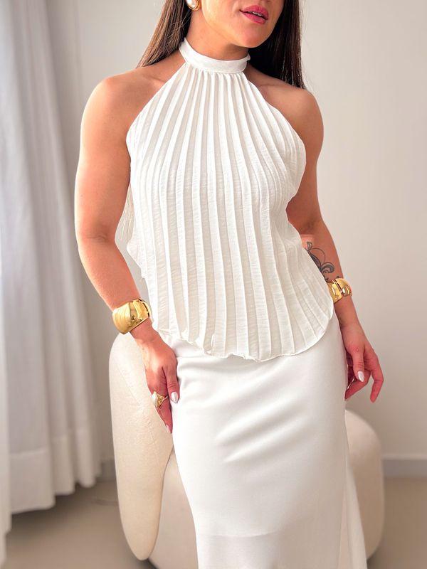 Blusa Plissada Sol Branco