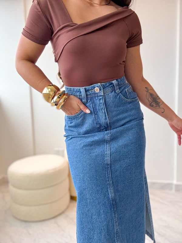 Saia Jeans Midi Laura