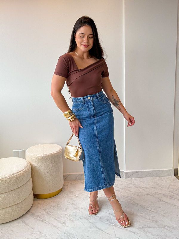 Saia Jeans Midi Laura