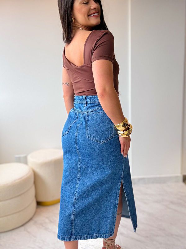 Saia Jeans Midi Laura