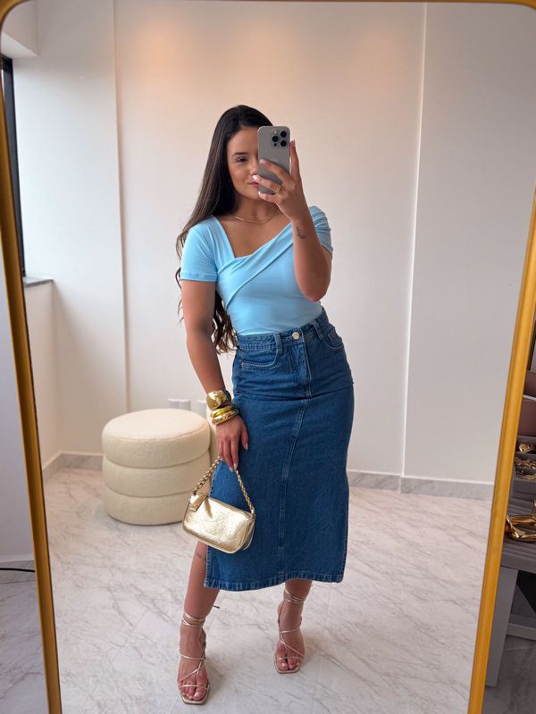 Saia Jeans Midi Laura