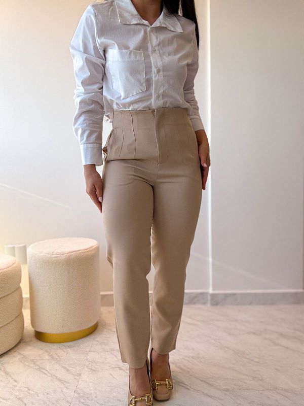 Calça alfaiataria Pietra Nude