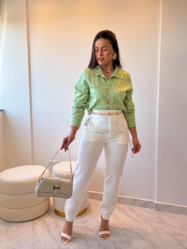 Camisa Cropped Ester Verde