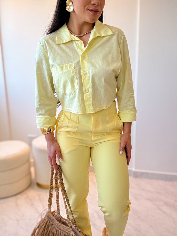 Camisa Cropped Ester Amarelo