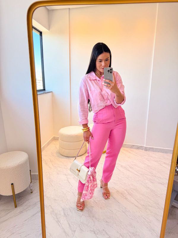 Camisa Cropped Ester Rosa