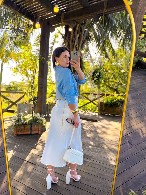 Saia Midi Cetim Liz Off White