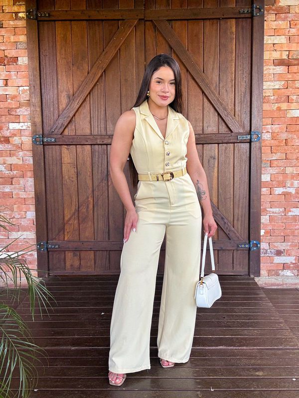 Macacão Alfaiataria Giovana Amarelo