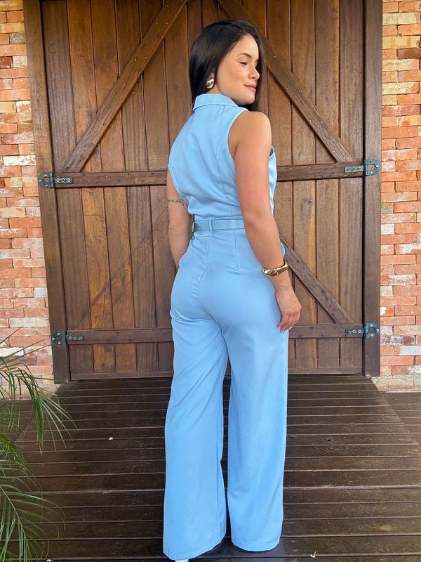 Macacão Alfaiataria Giovana Azul bebê