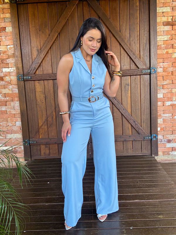 Macacão Alfaiataria Giovana Azul bebê