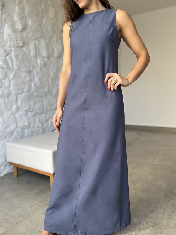 Vestido Longo Minimal Azul Índigo - USE OUK