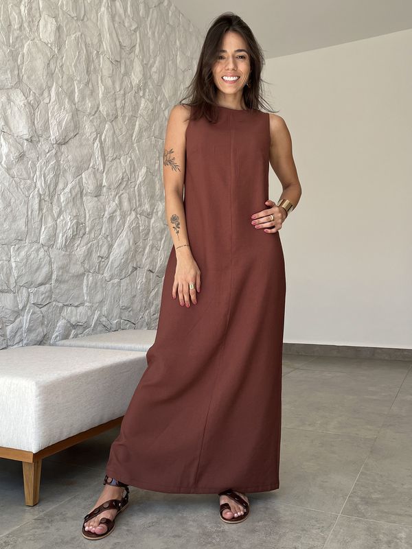 Vestido Longo Minimal Marrom - USE OUK