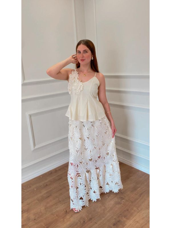 CONJUNTO DE SAIA GIRASSOL - CREME - 0012780089 - SIMONE PETRI 
