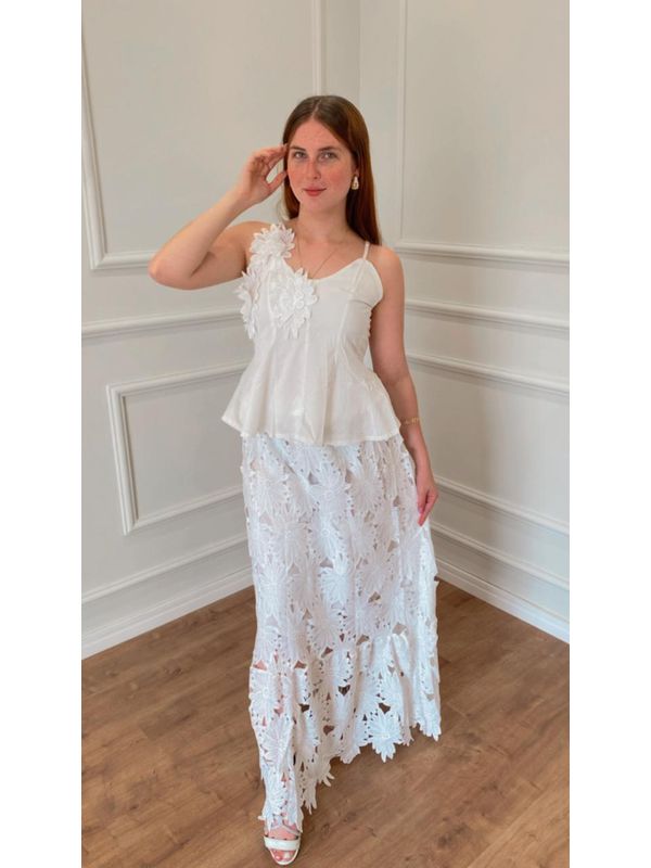 Conjunto De Saia Girassol -BRANCO - 0012780018 - SIMONE PETRI 
