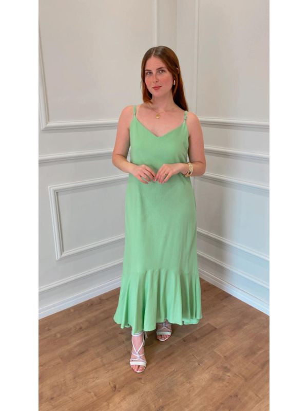 Vestido LÍrio Longo De Linho - VERDE CLARO - 00128... - SIMONE PETRI 
