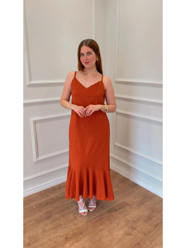 Vestido LÍrio Longo De Linho - TERRA COTA - 001280... - SIMONE PETRI 