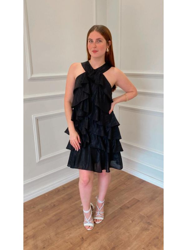 VESTIDO TULIPA DE BABADO - PRETO - 0012770002 - SIMONE PETRI 