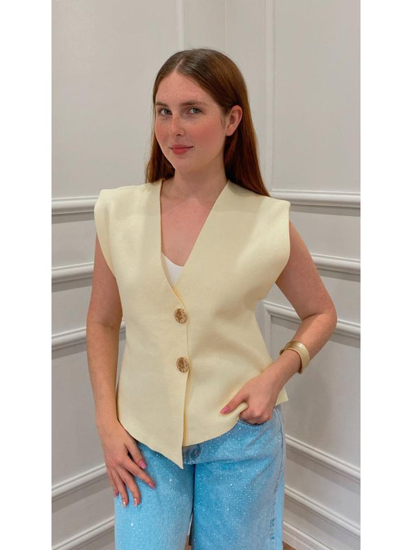 Colete Modal Íris Com BotÕes - AMARELO - 001276001... - SIMONE PETRI 