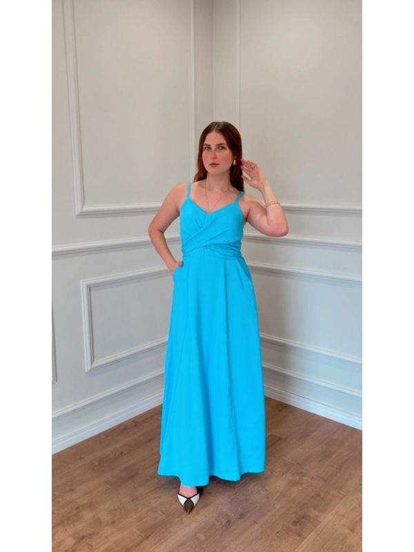 Vestido Longo Cerejeira Transpassado - AZUL - 0012... - SIMONE PETRI 