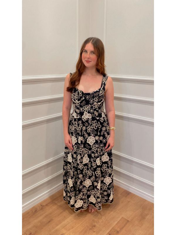 VESTIDO DÁLIA DE LESE FLORIDO - PRETO - 0012850002 - SIMONE PETRI 