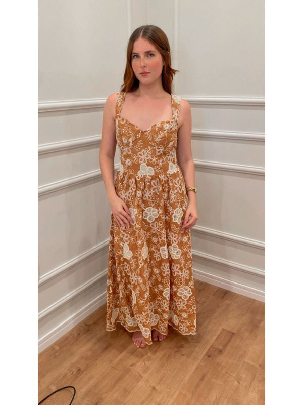 VESTIDO DÁLIA DE LESE FLORIDO - NUDE - 0012850054 - SIMONE PETRI 