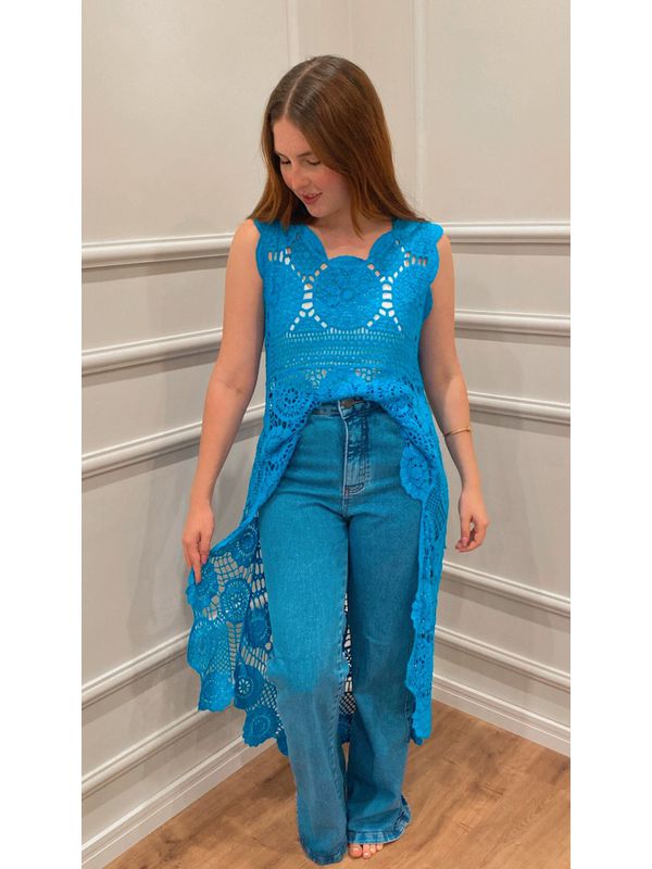 Blusa Olive De CrochÊ - AZUL - 0012940011 - SIMONE PETRI 
