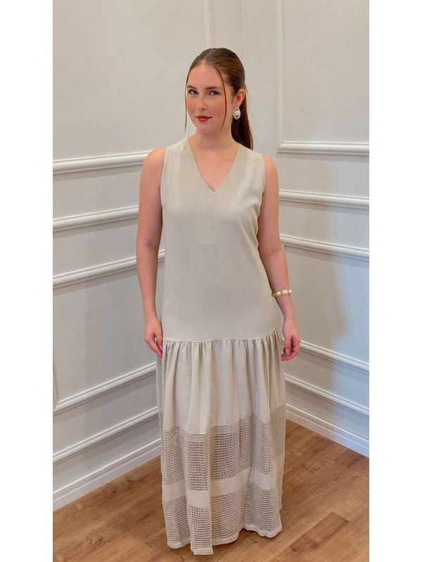 VESTIDO BROMÉLIA LONGO - CRU - 0013020050 - SIMONE PETRI 