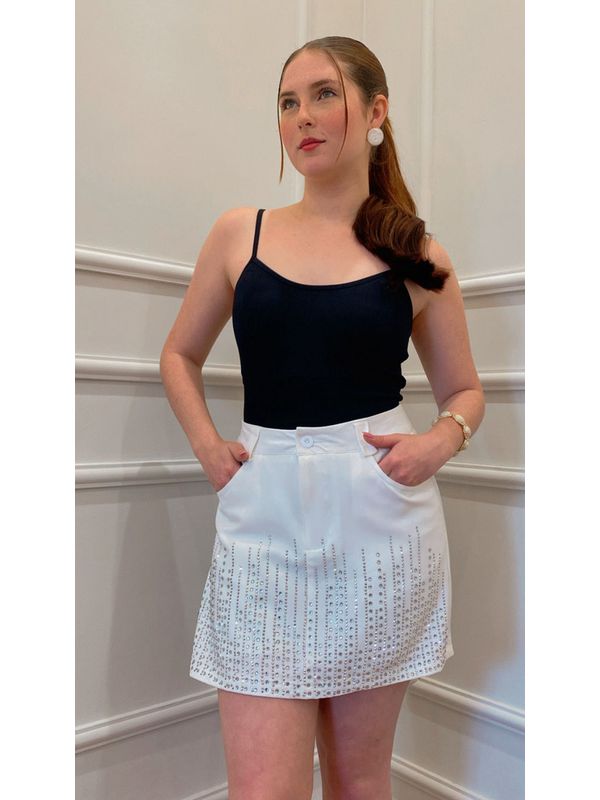  Short Saia Amoreira De Brilho - BRANCO - 00129200... - SIMONE PETRI 