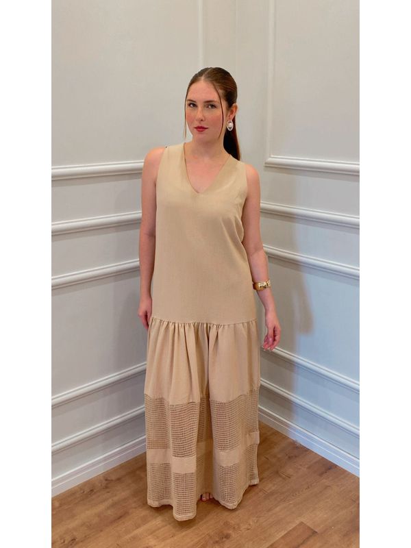 VESTIDO BROMÉLIA LONGO - BEGE - 0013020174 - SIMONE PETRI 