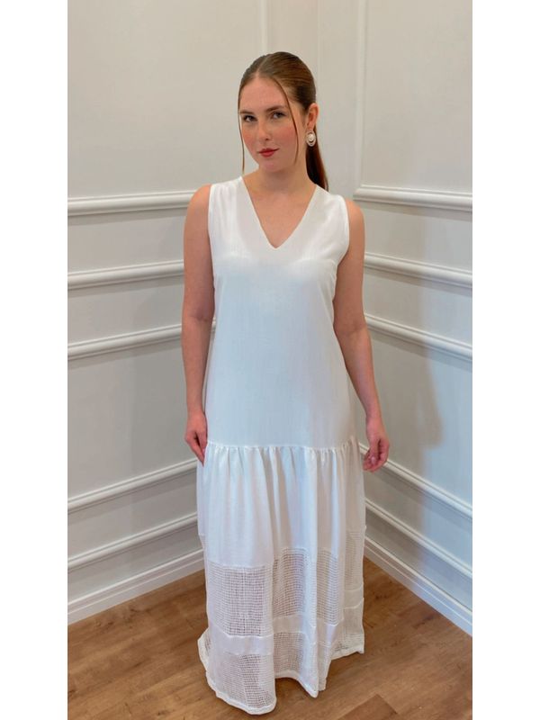 VESTIDO BROMÉLIA LONGO - BRANCO - 0013020018 - SIMONE PETRI 