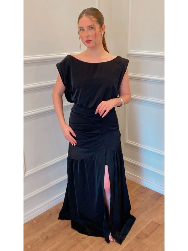 VESTIDO CAMOMILA LONGO - PRETO - 0013030002 - SIMONE PETRI 