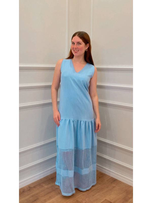 VESTIDO BROMÉLIA LONGO - AZUL - 0013020011 - SIMONE PETRI 