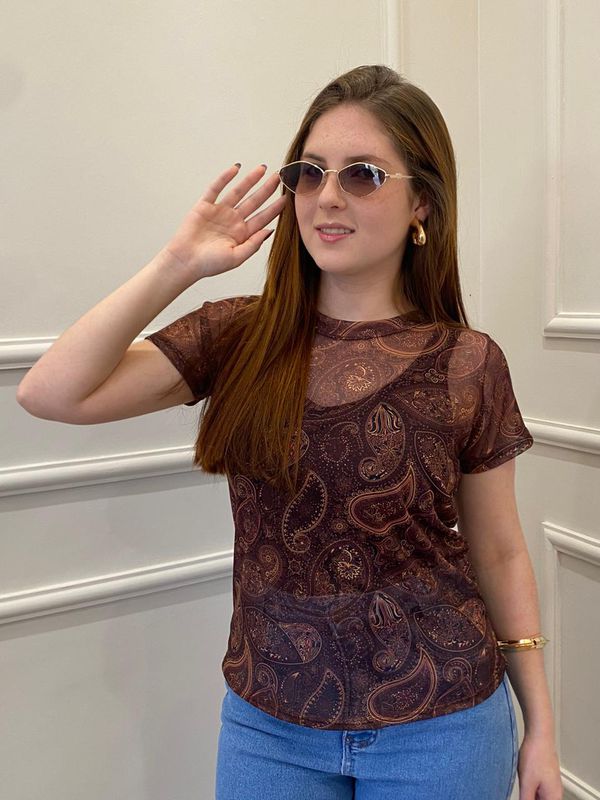 TULE 104 MARROM/ DOURADO - 0013090274 - SIMONE PETRI 