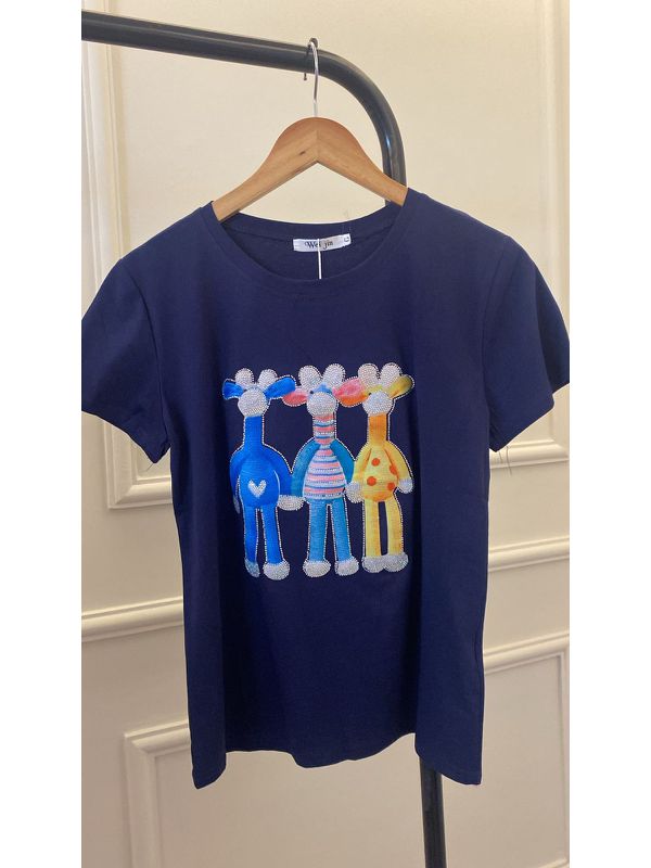 T-SHIRT GIRAFA 100 AZUL MARINHO - 0013050025 - SIMONE PETRI 