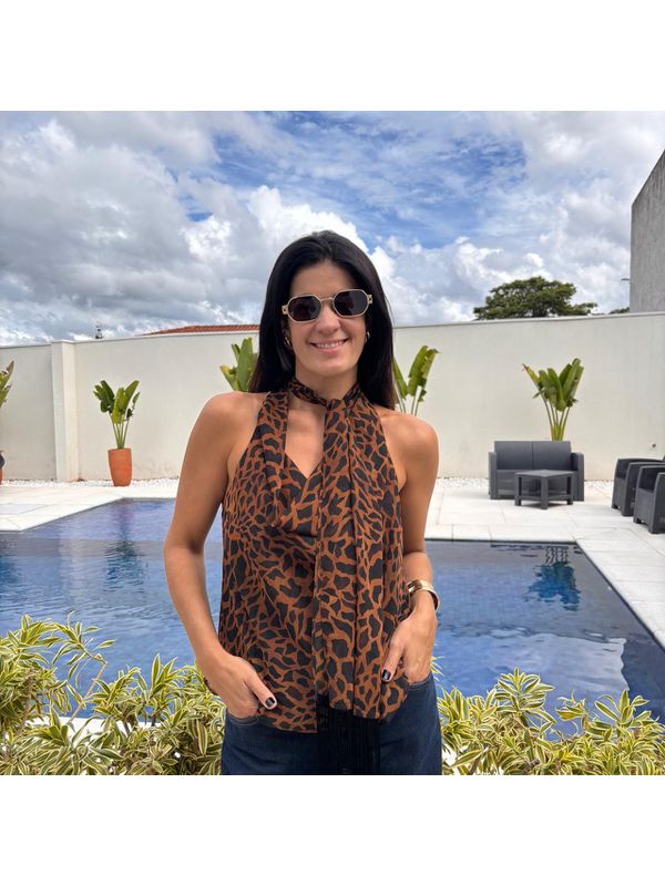 Blusa Feminina Faixa com Franja - Caramelo