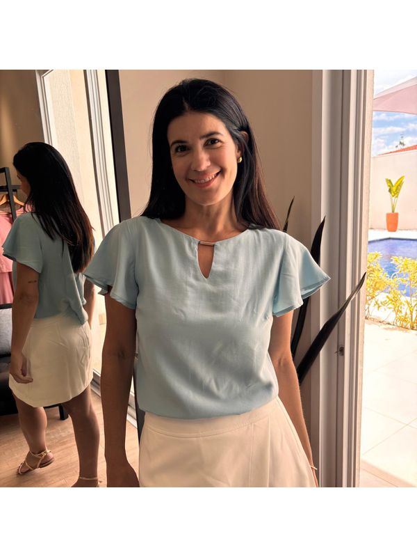 Blusa Feminina Natural Silky Aviamento - Azul