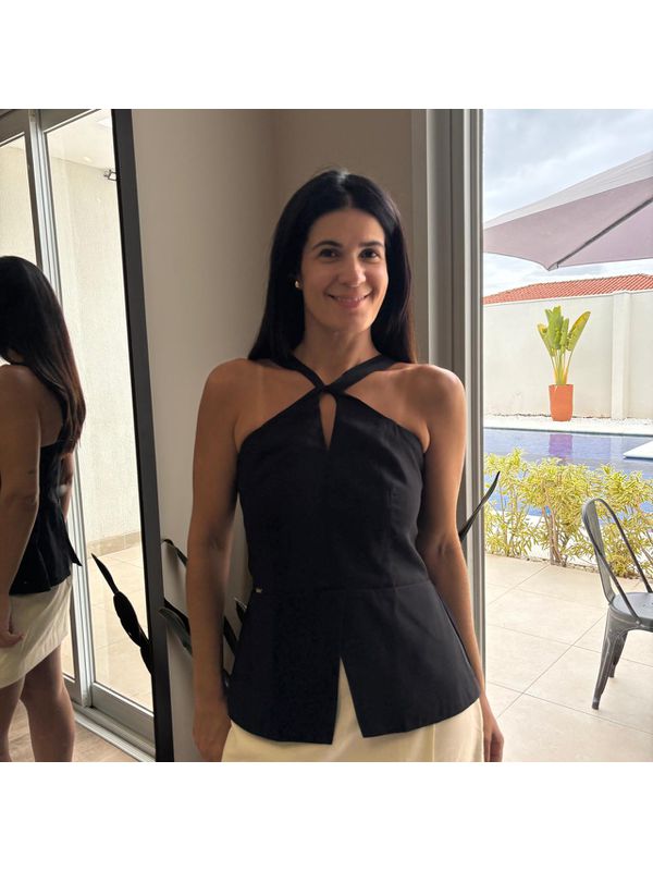 Blusa Feminina Peplum - Preta