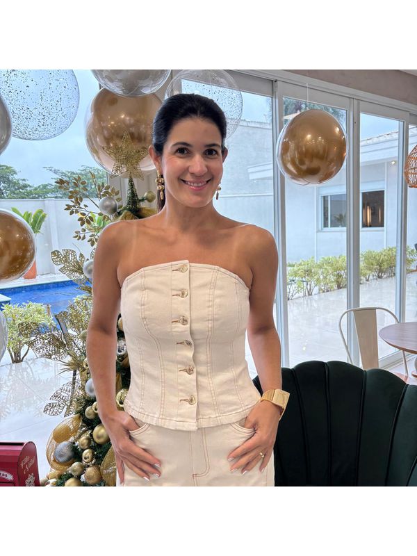 Blusa Feminina Tomara Que Caia Sarja - Natural