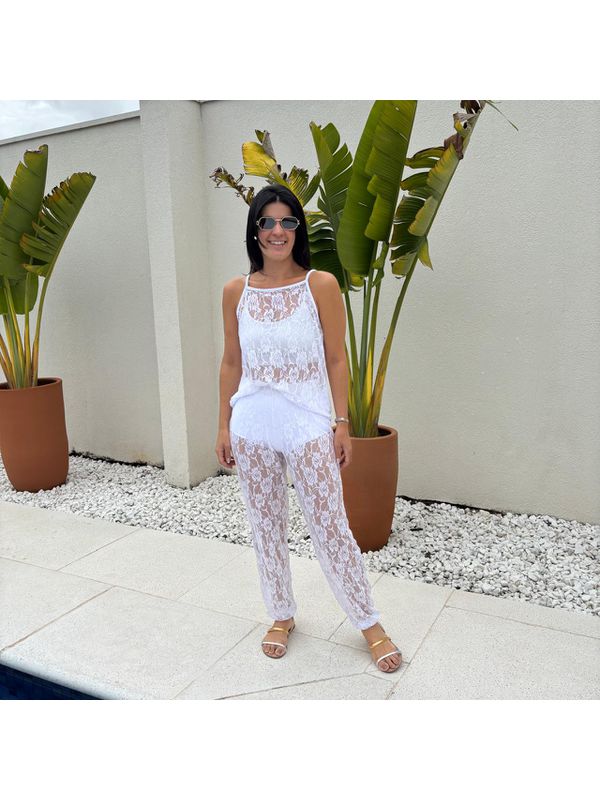 Calça Feminina Aladim Renda - Branco