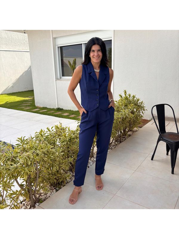 Calça Feminina Alfaiataria Grife - Marinho