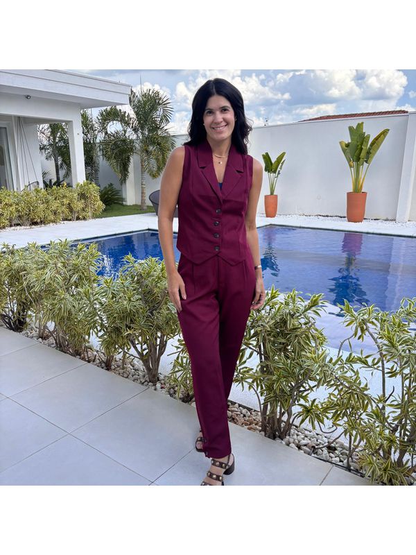 Calça Feminina Alfaiataria Grife - Vinho