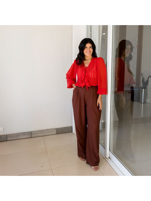 Calça Feminina Flat Ice com Cinto - Marrom